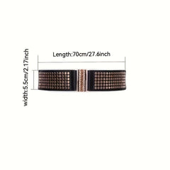 Punk Rivet Wide Belt Elastic Waistband Golden Buckle Decoration Belts