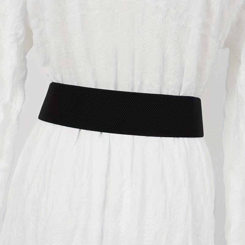 Punk Rivet Wide Belt Elastic Waistband Golden Buckle Decoration Belts