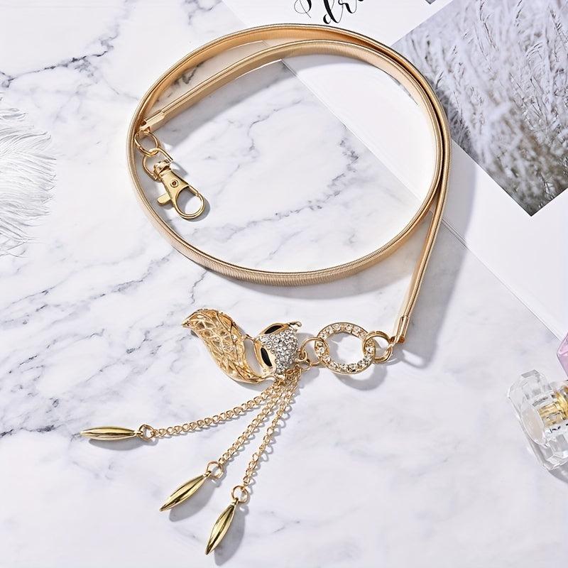 Fox Goldfish Pendant Waist Chain Elastic Metal Golden Dress Girdle