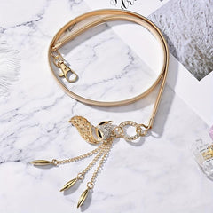 Fox Goldfish Pendant Waist Chain Elastic Metal Golden Dress Girdle