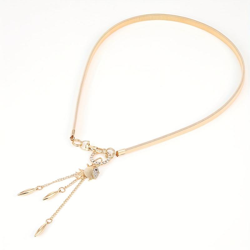 Fox Goldfish Pendant Waist Chain Elastic Metal Golden Dress Girdle