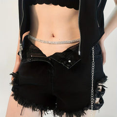Rhinestone Metal Waist Chain Sparkling Belly Chain Belt for Women