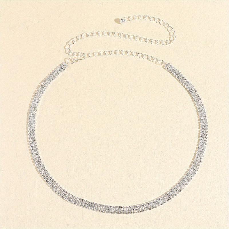Rhinestone Metal Waist Chain Sparkling Belly Chain Belt for Women