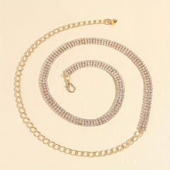 Rhinestone Metal Waist Chain Sparkling Belly Chain Belt for Women