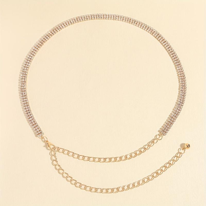Rhinestone Metal Waist Chain Sparkling Belly Chain Belt for Women
