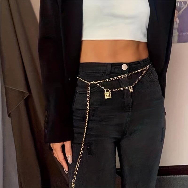 Waist Chain Metal Leather Chain Belt Pants Chain Accessories