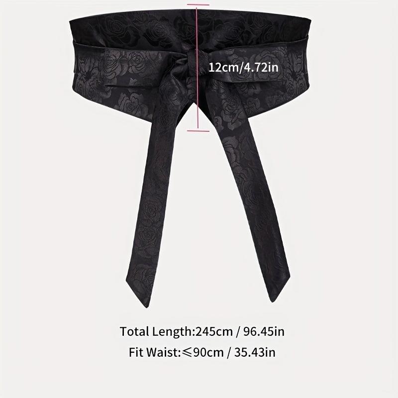 Rose Jacquard Wide Belt Chinese Style Hanfu Waistband