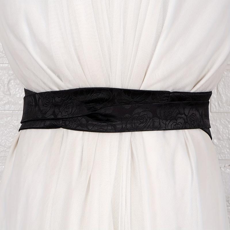 Rose Jacquard Wide Belt Chinese Style Hanfu Waistband