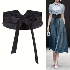 Rose Jacquard Wide Belt Chinese Style Hanfu Waistband