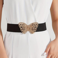 Butterfly Buckle Belt Wide Elastic Girdle for Women