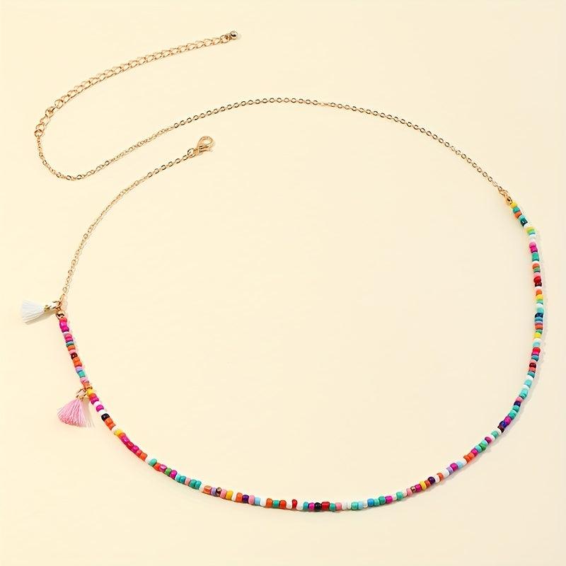 Colorful Tassel Bead Waist Chain Bohemian Style Body Chain