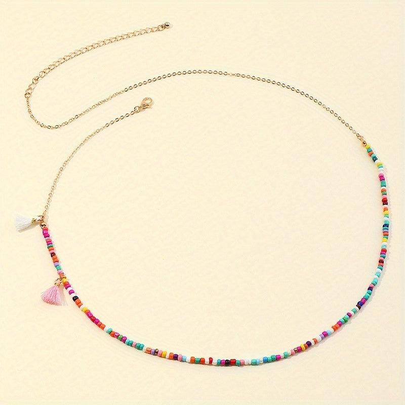 Colorful Tassel Bead Waist Chain Bohemian Style Body Chain