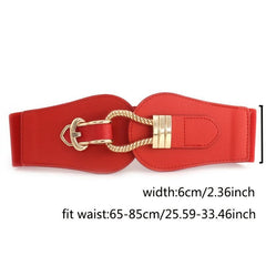 Vintage Elastic Wide Belt Metal Buckle Waist Belt For Dresses