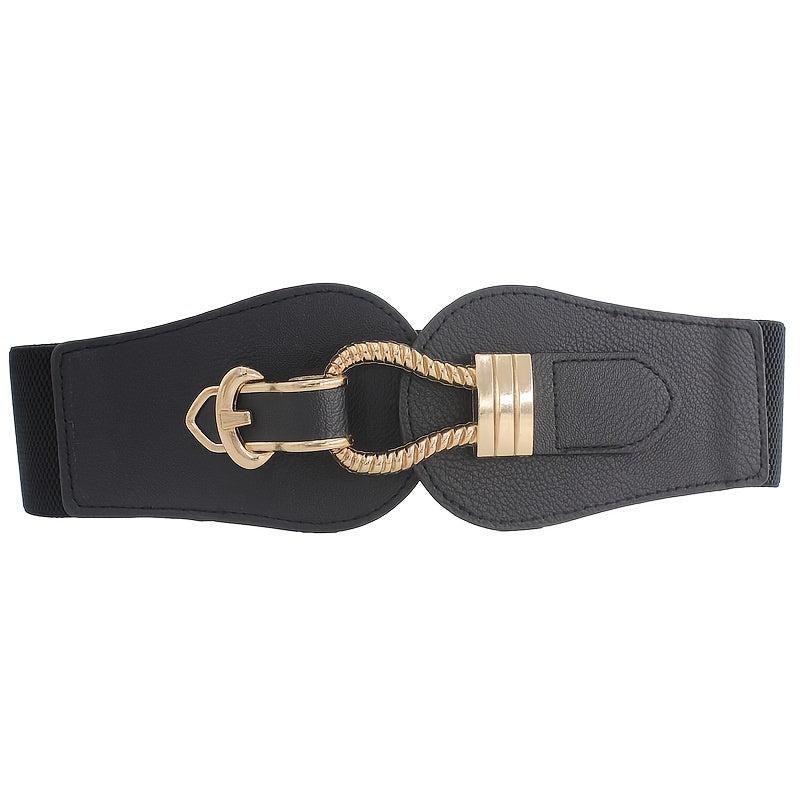 Vintage Elastic Wide Belt Metal Buckle Waist Belt For Dresses