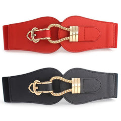 Vintage Elastic Wide Belt Metal Buckle Waist Belt For Dresses