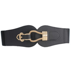 Vintage Elastic Wide Belt Metal Buckle Waist Belt For Dresses