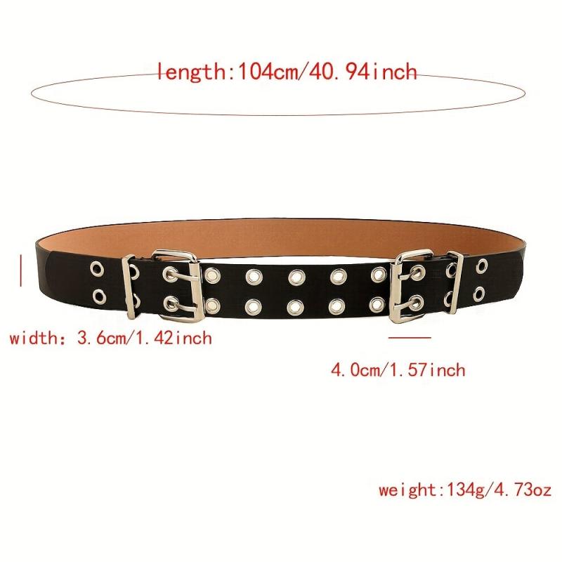 Punk Double Pin Buckle Belt Hip Hop Eyelet Hollow Out Belt Unisex