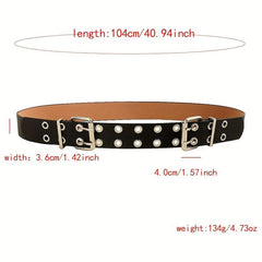 Punk Double Pin Buckle Belt Hip Hop Eyelet Hollow Out Belt Unisex
