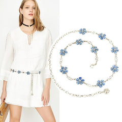 Rhinestone Flower Waist Chain for Women