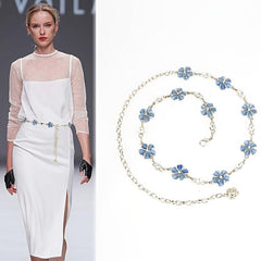 Rhinestone Flower Waist Chain for Women
