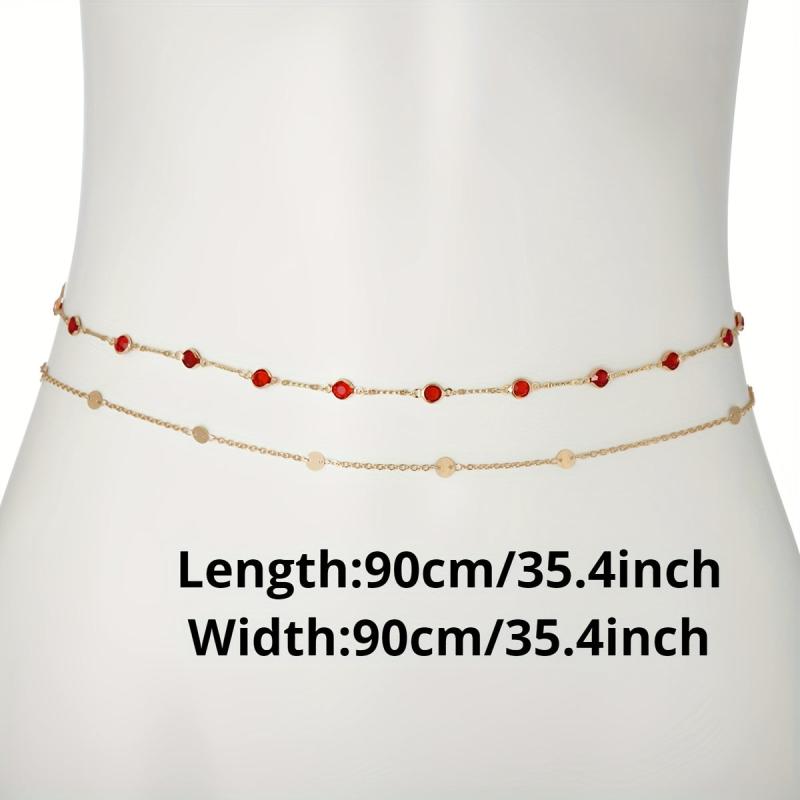Rhinestone Thin Waist Golden Double Layer Metal Belly Chain Body Jewelry