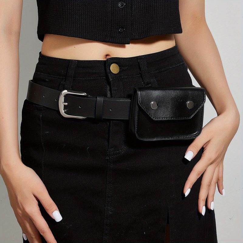 Punk Pin Buckle Purse Belt Hip Hop PU Leather Crossbody Mini Bag Belt