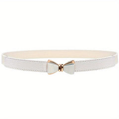 Bowknot Buckle Thin Belt Solid Waist Belt Classic Girdle for Women
