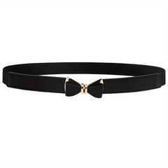 Bowknot Buckle Thin Belt Solid Waist Belt Classic Girdle for Women