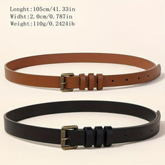 Vintage PU Leather Belt Square Pin Buckle Unisex Jeans Pants Belt