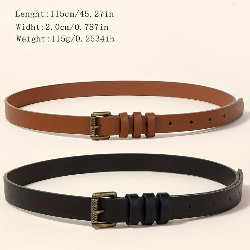 Vintage PU Leather Belt Square Pin Buckle Unisex Jeans Pants Belt