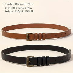 Vintage PU Leather Belt Square Pin Buckle Unisex Jeans Pants Belt