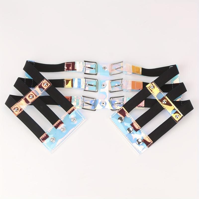 Wide Belt Y2K Laser Elastic Waistband Girdle For Women