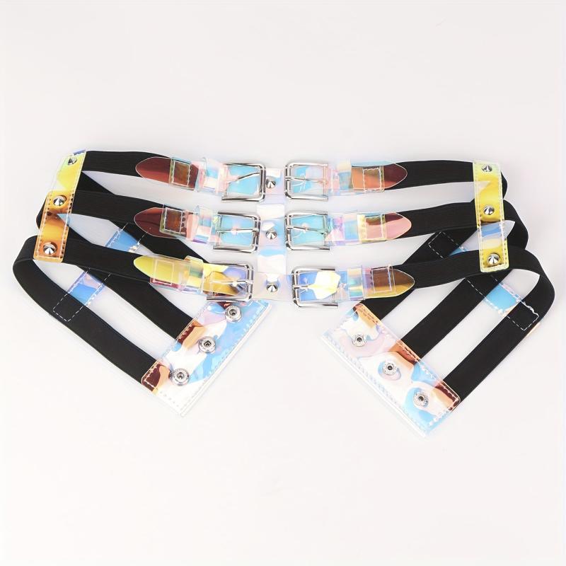 Wide Belt Y2K Laser Elastic Waistband Girdle For Women