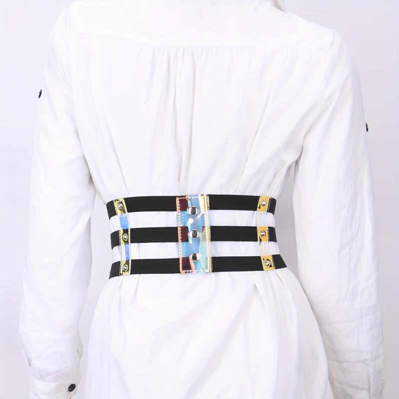Wide Belt Y2K Laser Elastic Waistband Girdle For Women