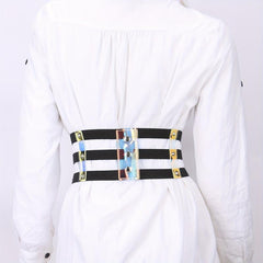 Wide Belt Y2K Laser Elastic Waistband Girdle For Women