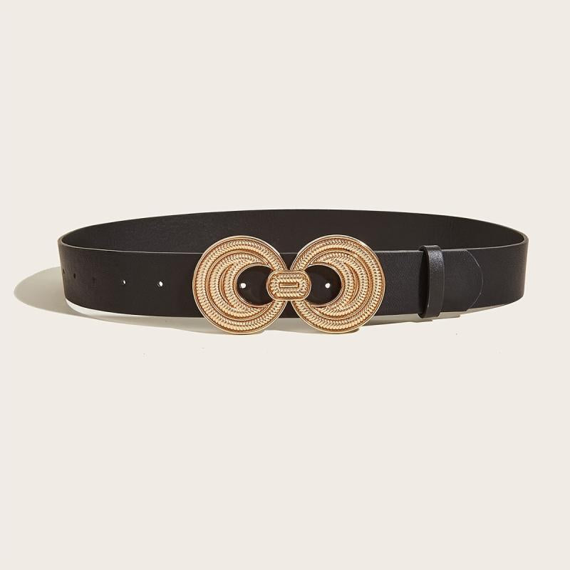 Vintage Stretchy Belt for Dresses Wide Golden Buckle
