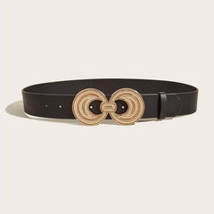 Vintage Stretchy Belt for Dresses Wide Golden Buckle