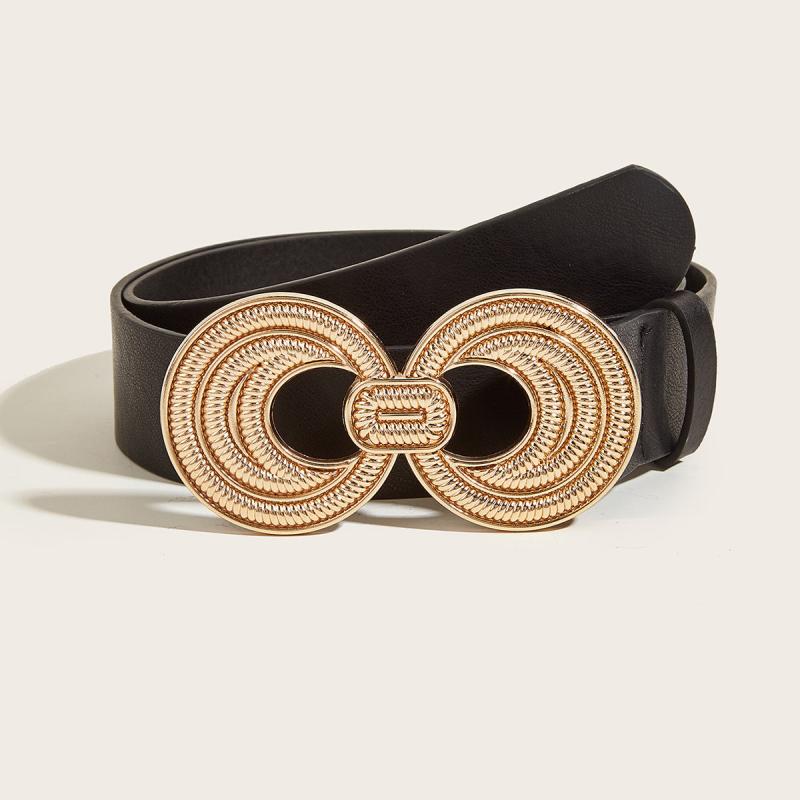 Vintage Stretchy Belt for Dresses Wide Golden Buckle
