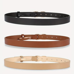 3pcs Double D Buckle Belt Set Classic PU Leather Waist Belt Women