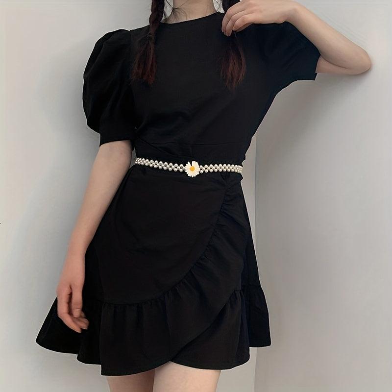 Elastic Waist Chain Sunflower Decor Hollow Out Belly Chain Girdle