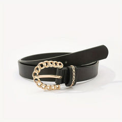 Braided Hollow Out Buckle Belt PU Leather Thin Belt Casual Pants Belt