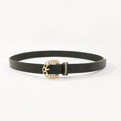 Braided Hollow Out Buckle Belt PU Leather Thin Belt Casual Pants Belt