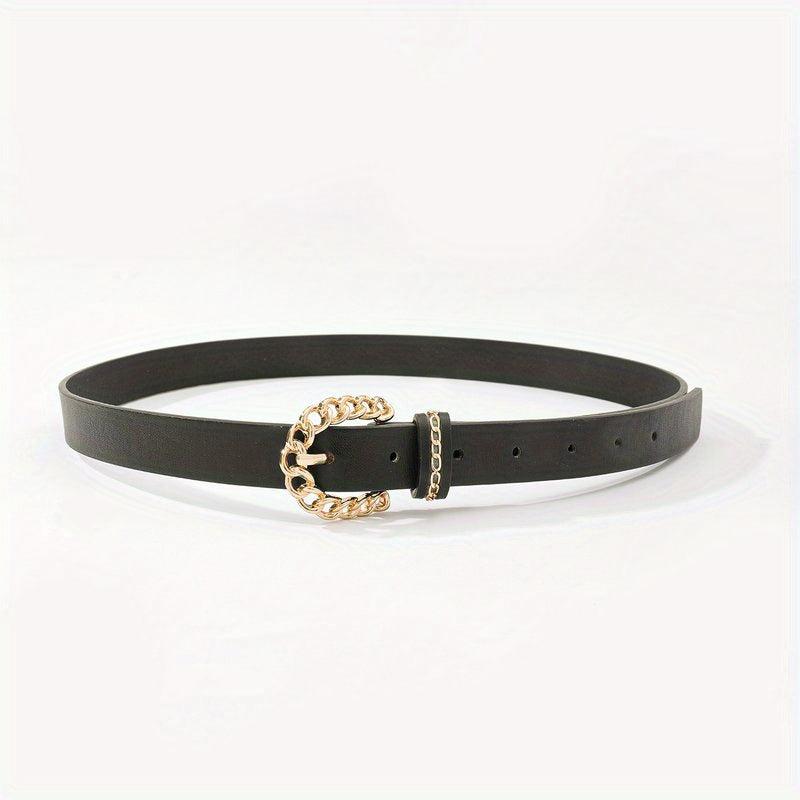 Braided Hollow Out Buckle Belt PU Leather Thin Belt Casual Pants Belt