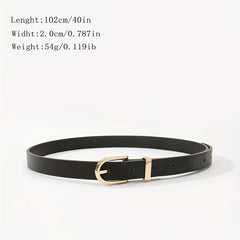Golden Oval Pin Buckle Belt PU Leather Thin Belt Dress Girdle For Women