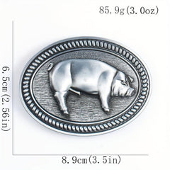 Wild Boar Oval Belt Buckle Vintage Metal Clasp Zodiac Animal Jeans Accessory