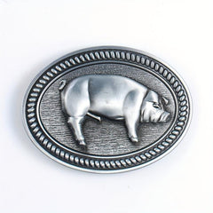 Wild Boar Oval Belt Buckle Vintage Metal Clasp Zodiac Animal Jeans Accessory