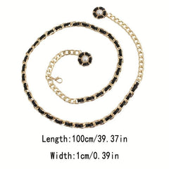 Double Camellia Pendant Tassel Chain Women Dress Chain Waist Chain