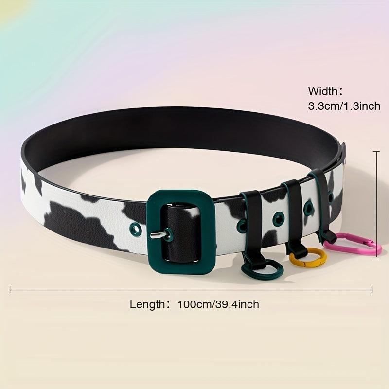 Cow Print Belt PU Leather Y2K Waistband Jeans Pants Belt Women