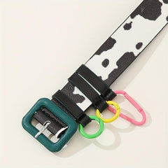 Cow Print Belt PU Leather Y2K Waistband Jeans Pants Belt Women