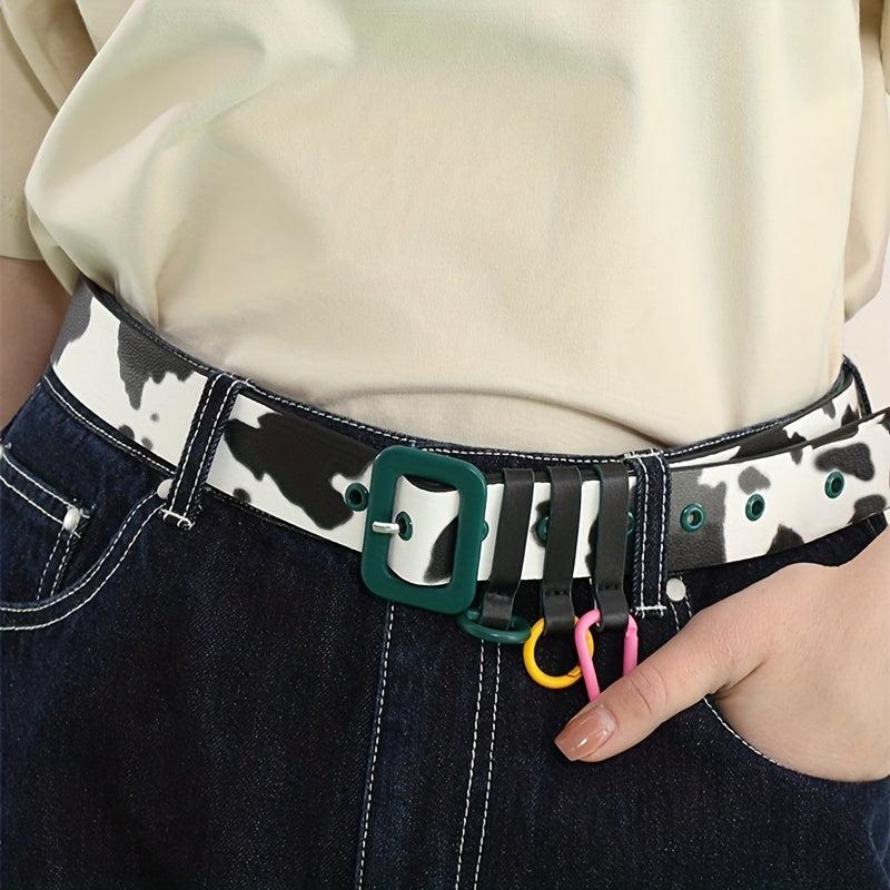 Cow Print Belt PU Leather Y2K Waistband Jeans Pants Belt Women